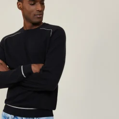 Montagut Two-tone round neck sweater in light cashmere - Percy