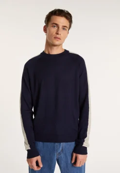 Montagut Two-tone round neck sweater in cashmere linen - Perry