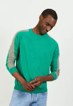 Montagut Two-tone round neck sweater in cashmere linen - Perry