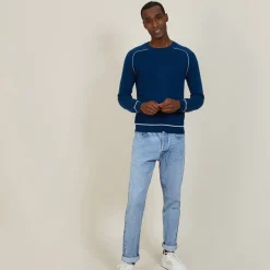 Montagut Two-tone round neck sweater in light cashmere - Percy