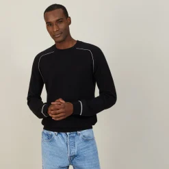Montagut Two-tone round neck sweater in light cashmere - Percy