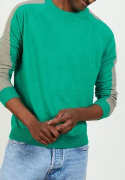 Montagut Two-tone round neck sweater in cashmere linen - Perry
