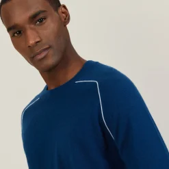 Montagut Two-tone round neck sweater in light cashmere - Percy