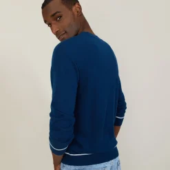 Montagut Two-tone round neck sweater in light cashmere - Percy
