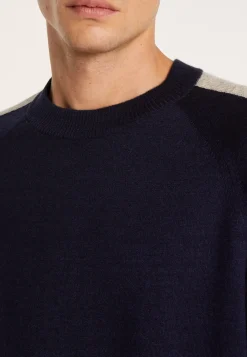 Montagut Two-tone round neck sweater in cashmere linen - Perry