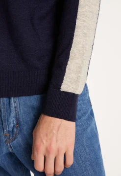 Montagut Two-tone round neck sweater in cashmere linen - Perry
