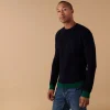 Montagut Two-tone round-neck merino wool sweater - Adrien