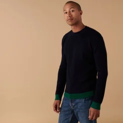 Montagut Two-tone round-neck merino wool sweater - Adrien