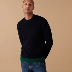 Montagut Two-tone round-neck merino wool sweater - Adrien