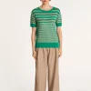 Montagut Two-tone striped cashmere linen T-shirt - Naria