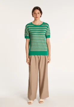 Montagut Two-tone striped cashmere linen T-shirt - Naria