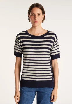 Montagut Two-tone striped cashmere linen T-shirt - Naria