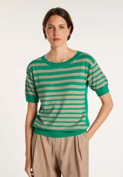 Montagut Two-tone striped cashmere linen T-shirt - Naria