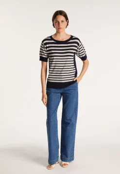 Montagut Two-tone striped cashmere linen T-shirt - Naria