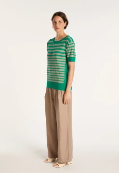 Montagut Two-tone striped cashmere linen T-shirt - Naria