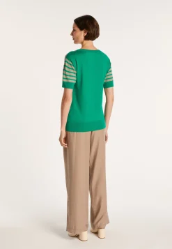 Montagut Two-tone striped cashmere linen T-shirt - Naria