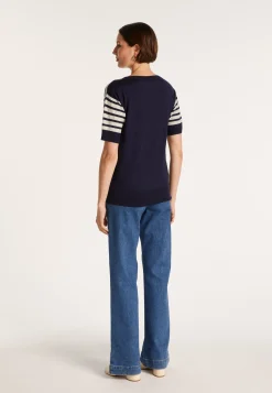 Montagut Two-tone striped cashmere linen T-shirt - Naria