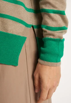 Montagut Two-tone striped cashmere linen sweater - Nerja
