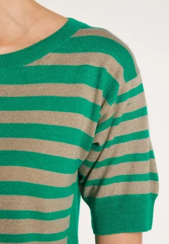 Montagut Two-tone striped cashmere linen T-shirt - Naria