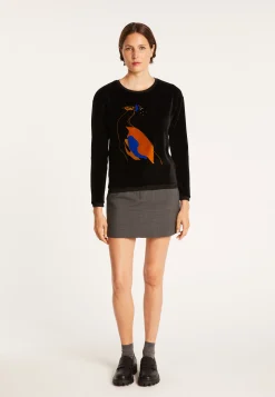 Montagut Velour jumper with peacock - Pavel