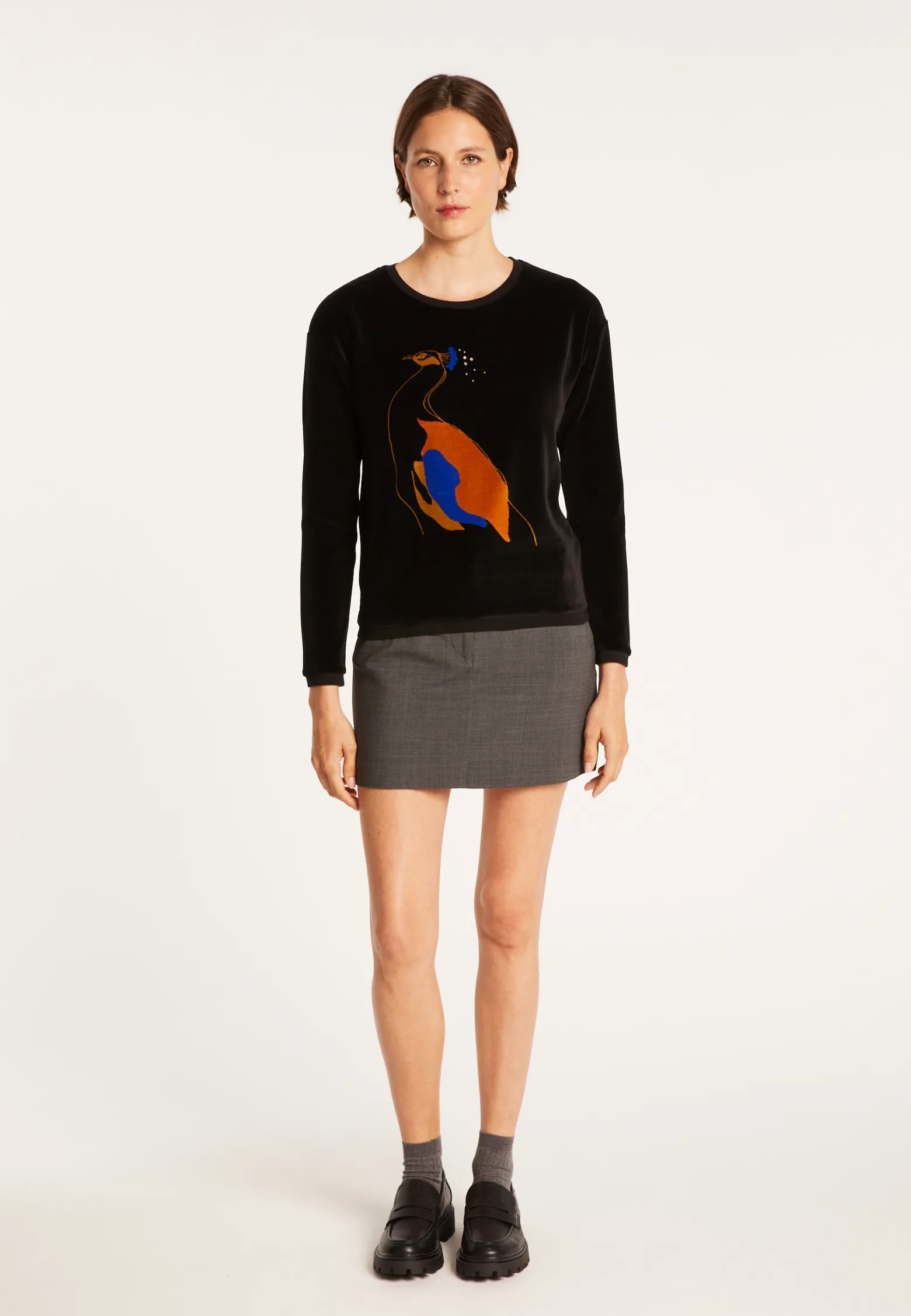 Montagut Velour jumper with peacock - Pavel