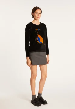 Montagut Velour jumper with peacock - Pavel