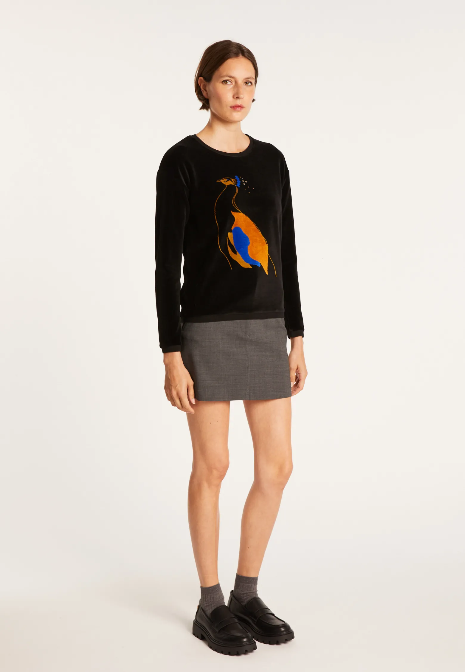 Montagut Velour jumper with peacock - Pavel