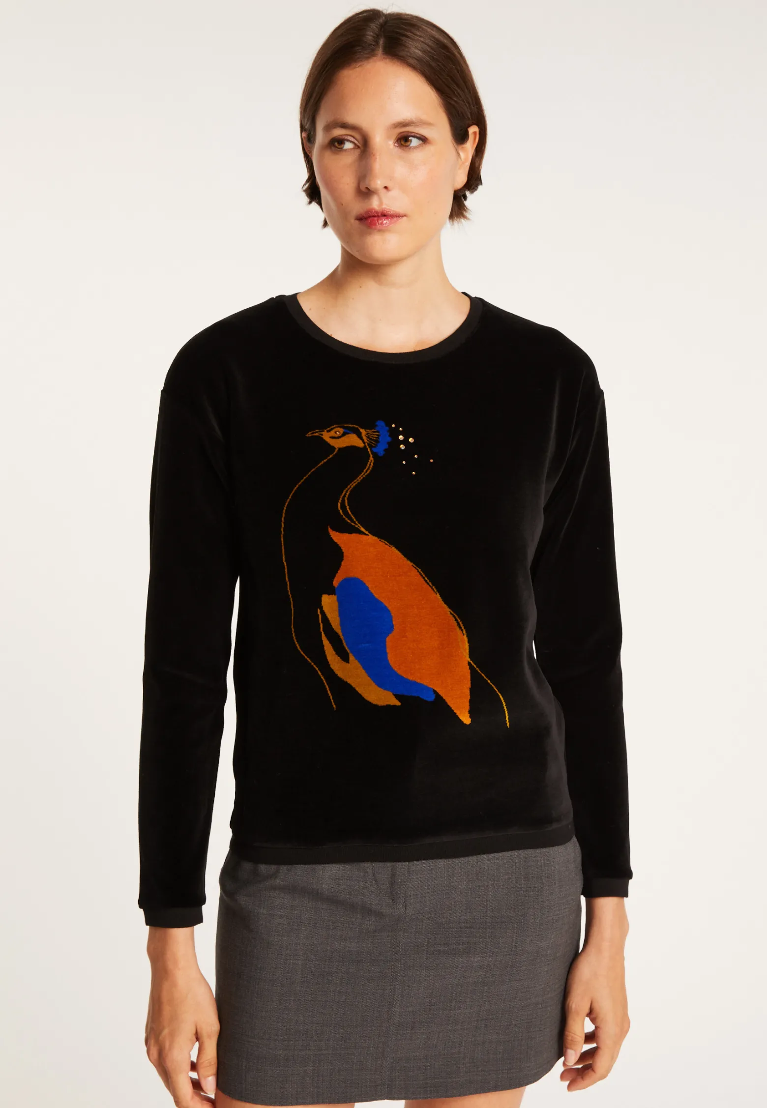 Montagut Velour jumper with peacock - Pavel