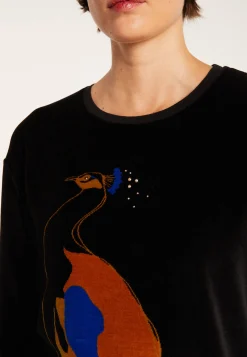 Montagut Velour jumper with peacock - Pavel