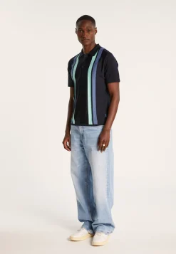 Montagut 4 vertical stripes polo shirt in Fil Lumière - Ilann