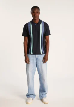 Montagut 4 vertical stripes polo shirt in Fil Lumière - Ilann