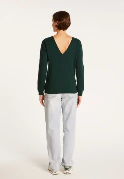 Montagut V-neck back jumper in cotton cashmere - Pandore