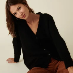 Montagut V-neck buttoned cardigan in mohair - Anais