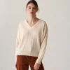 Montagut V-neck cashmere sweater in checkered knit - Canelle