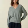 Montagut V-neck cashmere sweater in checkered knit - Canelle