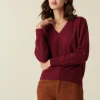 Montagut V-neck cashmere sweater in checkered knit - Canelle