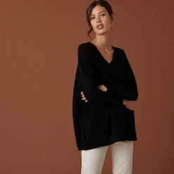 Montagut V-neck cashmere sweater with side slits - Accacia