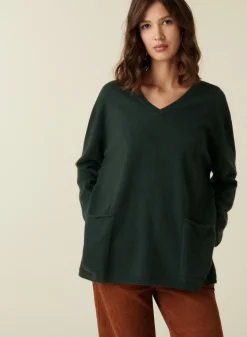 Montagut V-neck cashmere sweater with side slits - Accacia