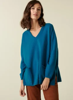 Montagut V-neck cashmere sweater with side slits - Accacia