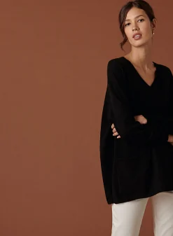 Montagut V-neck cashmere sweater with side slits - Accacia