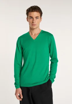 Montagut V-neck jumper in merino wool - Elmo