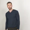 Montagut V-neck jumper in merino wool - Elmo