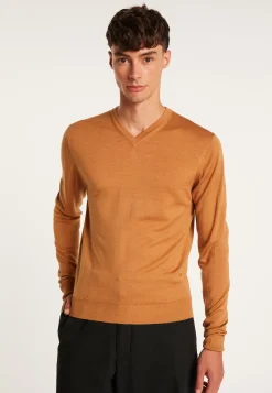 Montagut V-neck jumper in merino wool - Elmo