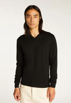 Montagut V-neck jumper in merino wool - Elmo