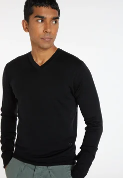 Montagut V-neck jumper in merino wool - Elmo