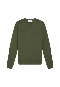 Montagut V-neck jumper in merino wool - Elmo