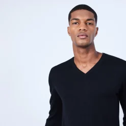 Montagut V-neck jumper in merino wool - Elmo