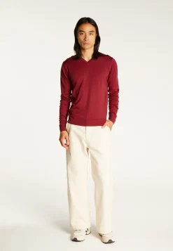 Montagut V-neck jumper in merino wool - Elmo