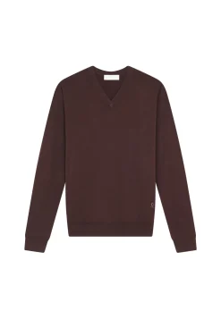 Montagut V-neck jumper in merino wool - Elmo