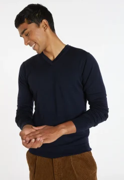 Montagut V-neck jumper in merino wool - Elmo